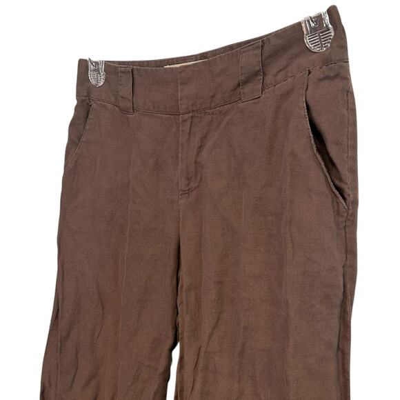 London Jean Marisa Fit 100% Linen Chino Pants Womens Sz 4 Mocha Brown Wide Leg - Picture 9 of 14